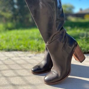 Anthropologie block heel tall boots.New. Size 41/10 chocolate dark brown boots